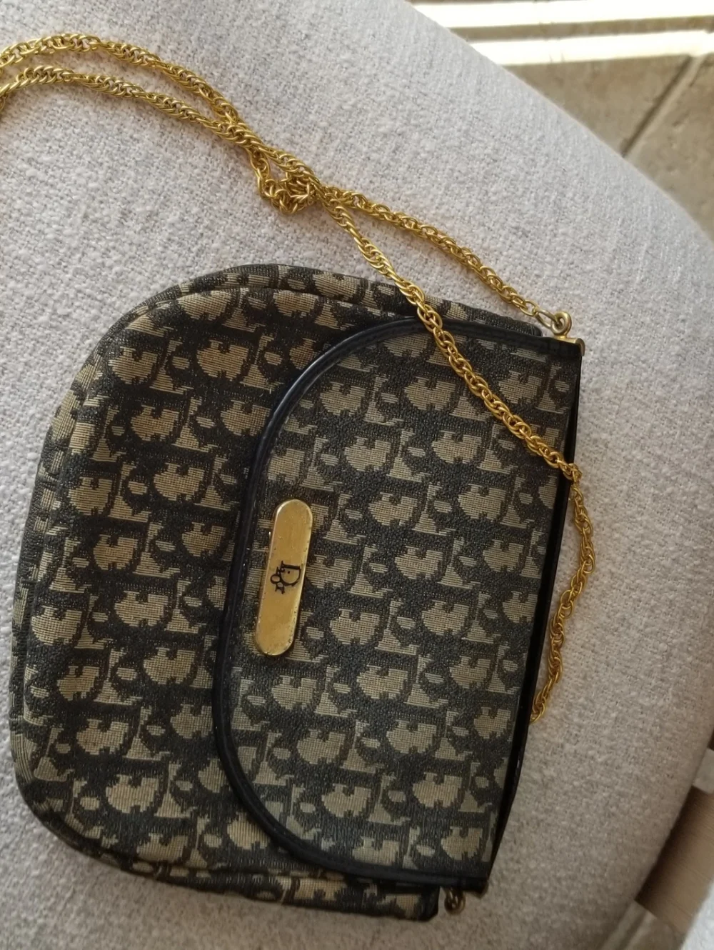 Vintage Dior Black & Beige Monogram Crossbody Bag - Picture 6 of 7